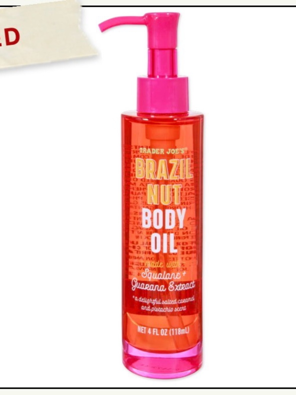 Trader Joe's Brazil Nut Body Oil — Pink & Orange Nourishing Oil